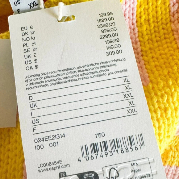 Espirit Pink Yellow Plaid Preppy Men's Sweater XL - Picture 9 of 10